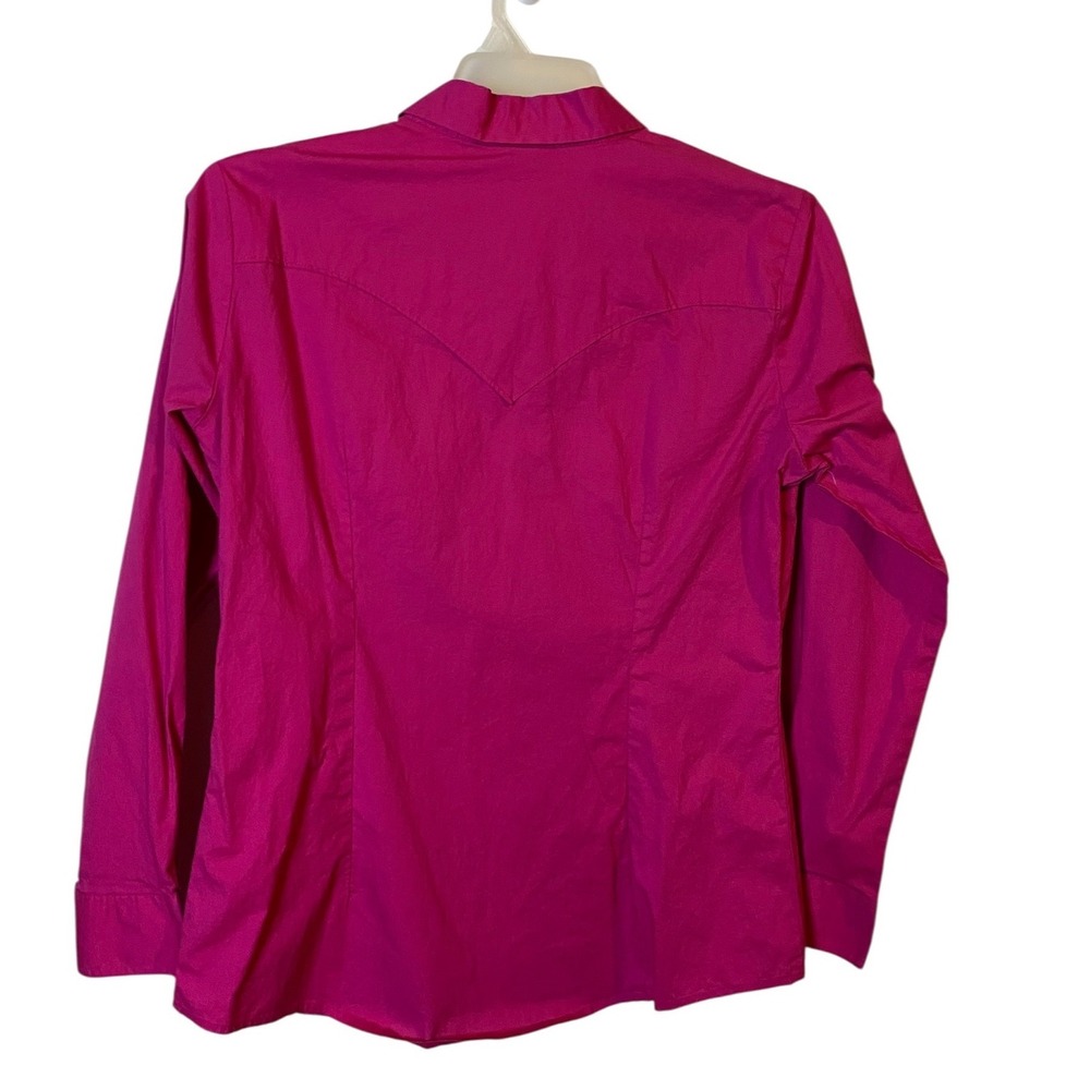 Wrangler Womens Western Snap Button Long Sleeve Shirt Hot Pink Large Cowgirl - Picture 3 of 4
